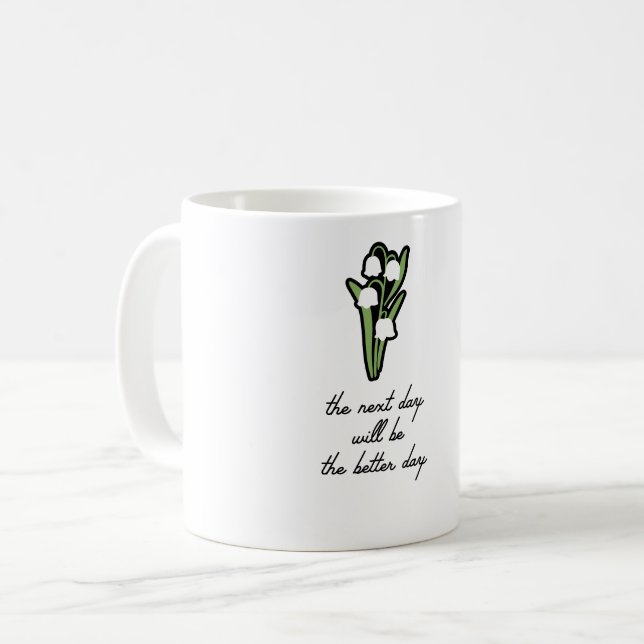 Inspirerande Liljekonvalj-citat Kaffemugg (Framsida vänster)
