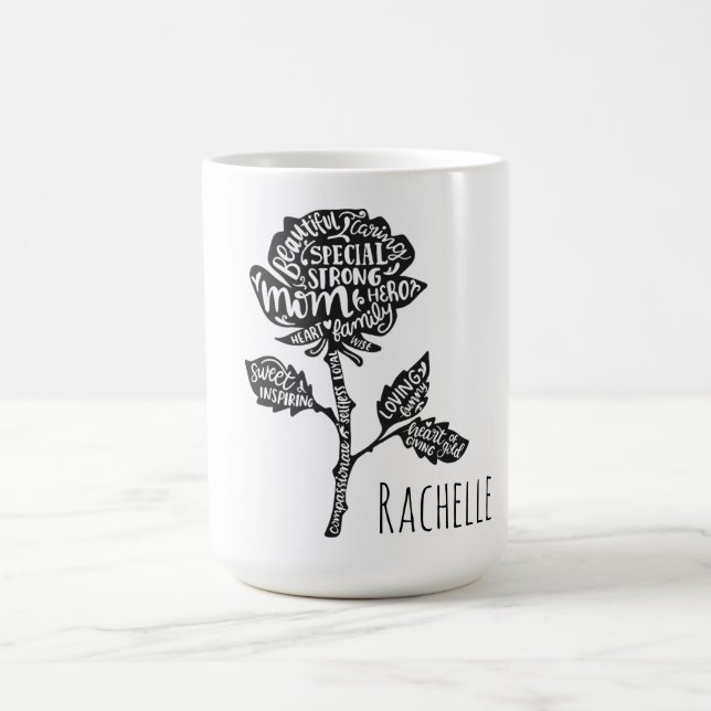 Inspirerande Mamma Typografi Blomdesign Kaffemugg (Center)