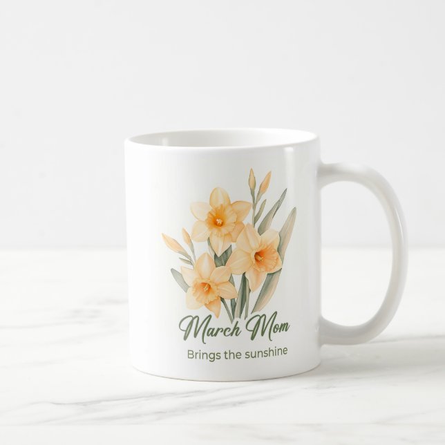 Inspirerande mars födelsedagsblomma Mamma Wrap Kaffemugg (Höger)