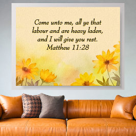 Inspirerande Matteus 11:28 Gula blommor Poster