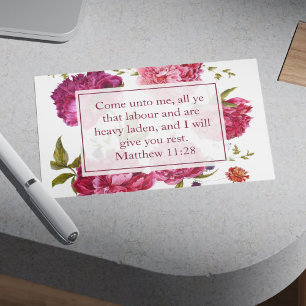 Inspirerande Matteus 11:28 Rosa blommor Vykort