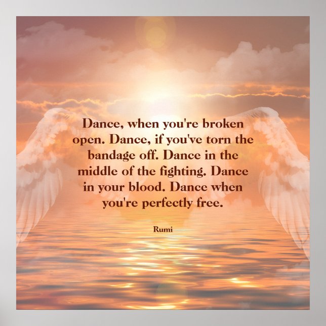 Inspirerande motiverande Rumi-citat Änglaängar Poster (Framsidan)