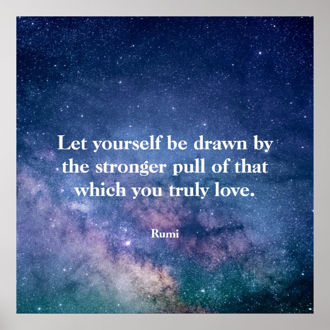 Inspirerande Motiverande Rumi Citat Universum Poster (Framsidan)