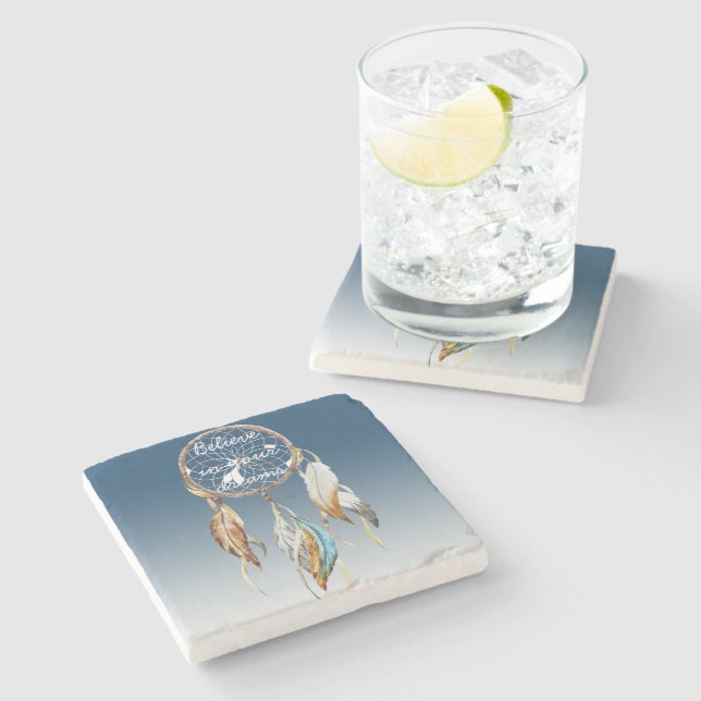 Inspirerande Navyblå Ombre Drömfångare  Stenunderlägg (Sidan)