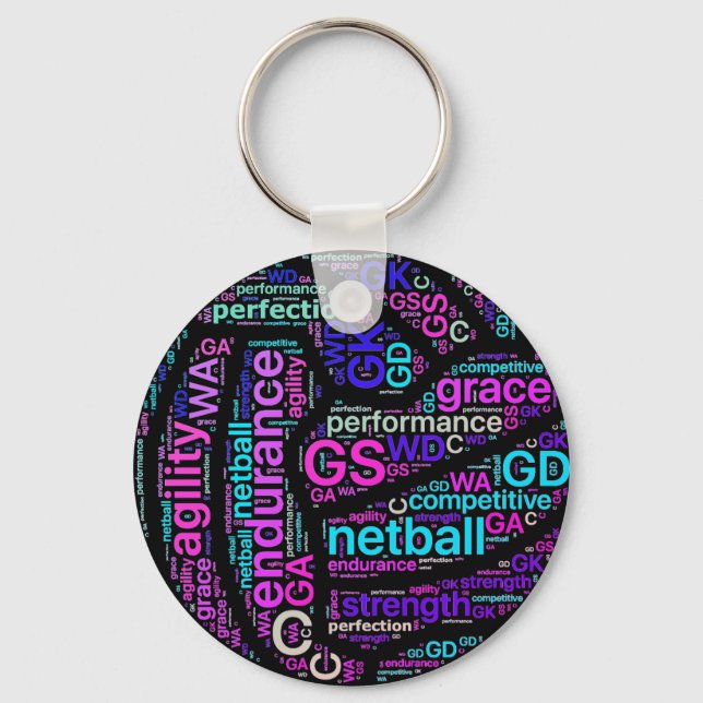 Inspirerande Netball bolldesign Nyckelring (Framsida)