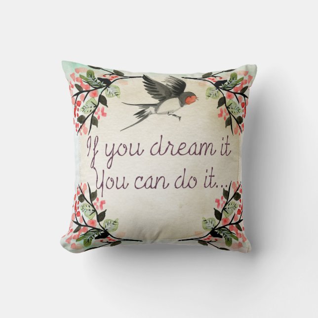 inspirerande om du drömmer om vattenfärgen kudde (Framsida)