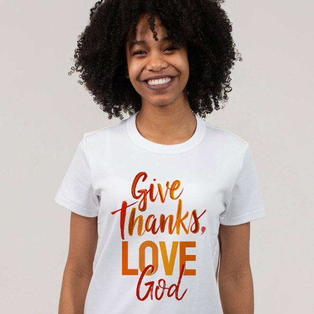 Inspirerande Orange Tacka Gud Målad Skrift T Shirt (Skapare uppladdad)