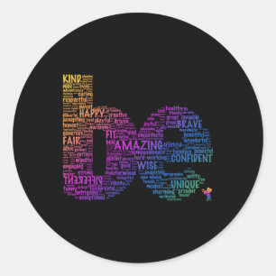 Inspirerande Ord be Fantastisk Motivation Colorful Runt Klistermärke