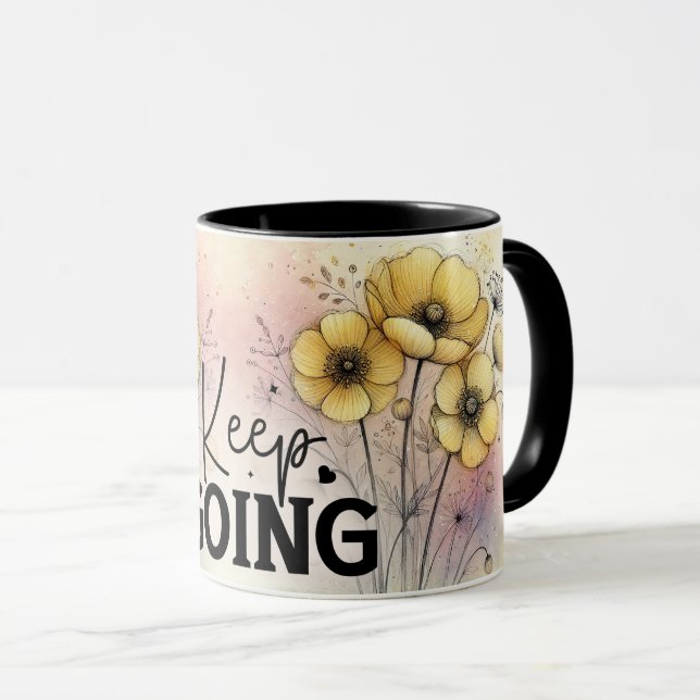 Inspirerande/Positivt blomstermotiv med citat  Mugg (Framsida höger)