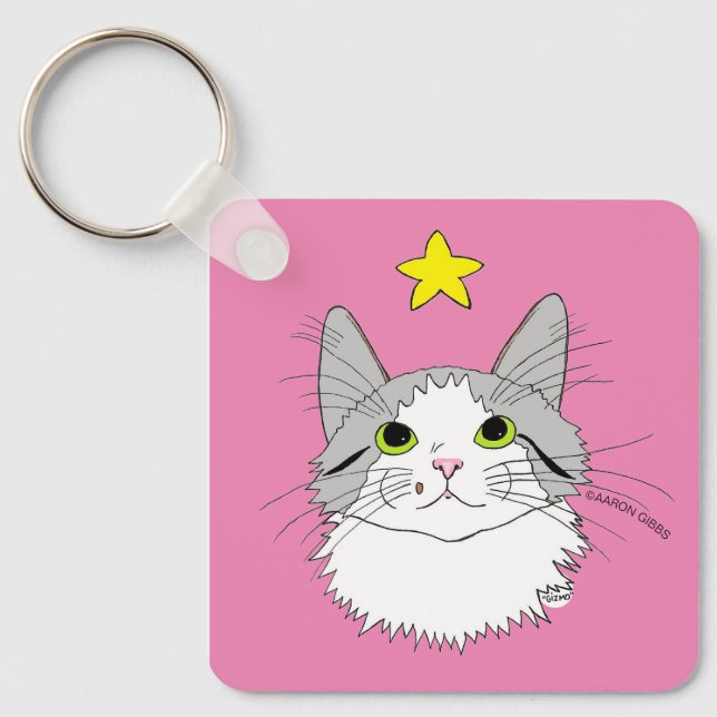 Inspirerande Ragdoll Katt Gizmo Mirakler Nyckelring (Framsida)