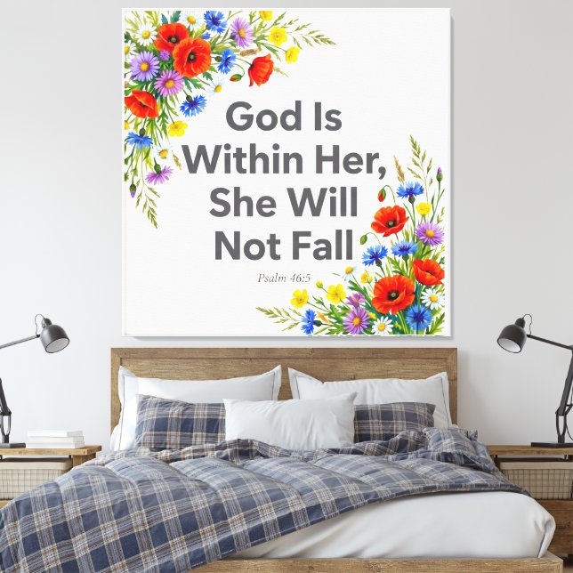 Inspirerande religiöst citat Botanisk lindad canva Canvastryck (Insitu (sovrum))