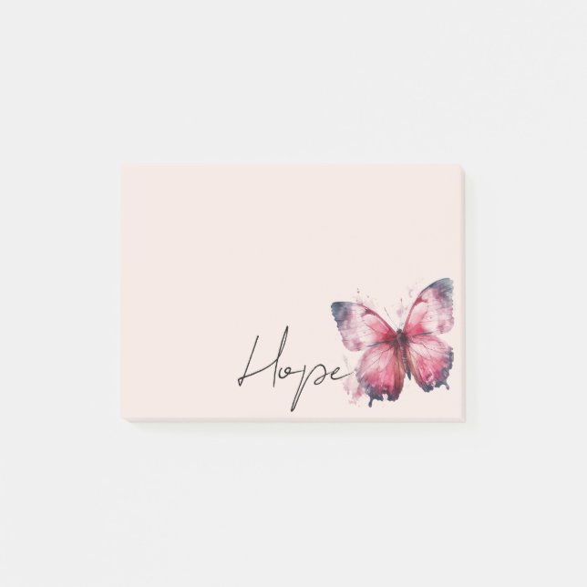 Inspirerande Rosa Rodnad Hopp Fjäril Post-it Block (Framsida)