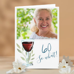 Inspirerande Rött Vin 60-års Födelsedagsfoto Kort