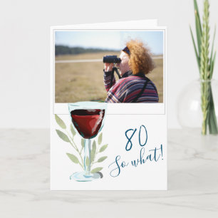 Inspirerande Rött Vin 80-års Födelsedagsfoto Kort