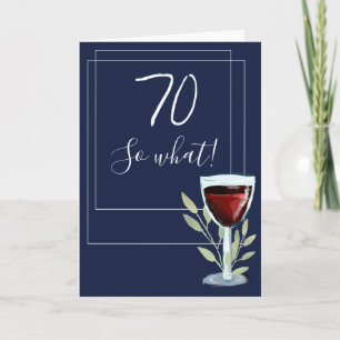Inspirerande Rött Vin Marinblå 70-årsdag Kort