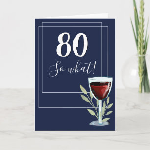 Inspirerande Rött Vin Marinblå 80-årsdag Kort