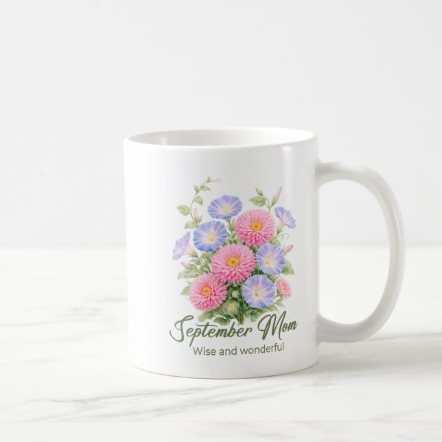 Inspirerande september födelsedagsblomma Mamma oms Kaffemugg (Höger)