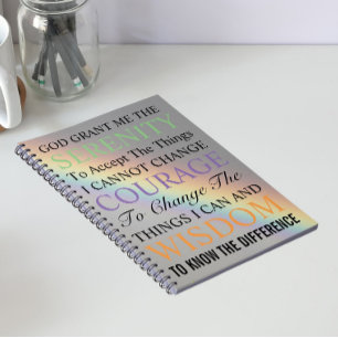 Inspirerande Serenity Prayer Färgglad Regnbåge Anteckningsbok