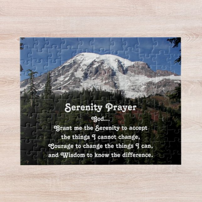 Inspirerande Serenity Prayer Mount Rainier Pussel (In Situ)