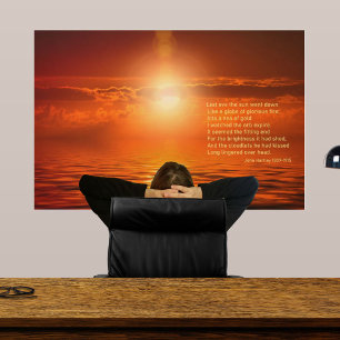 Inspirerande solnedgång Orange Gyllene himmel Hav Poster
