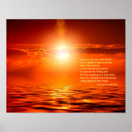 Inspirerande solnedgång Orange Gyllene himmel Hav Poster