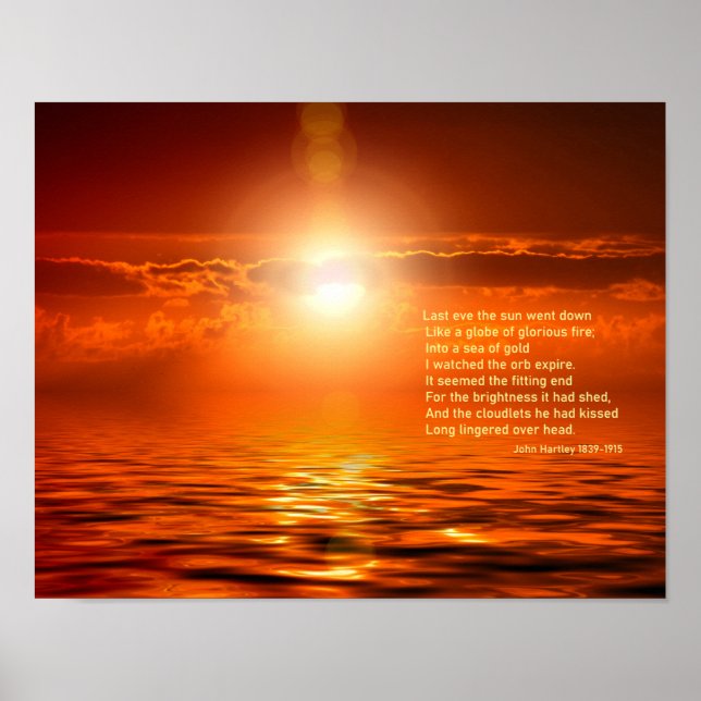 Inspirerande solnedgång Orange Gyllene himmel Hav  Poster (Framsidan)