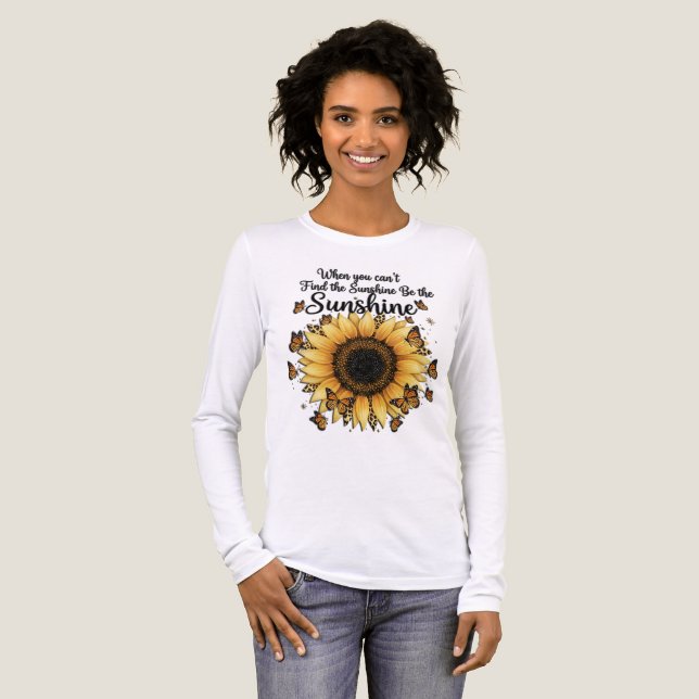 Inspirerande solros/fjäril t shirt (Hel framsida)