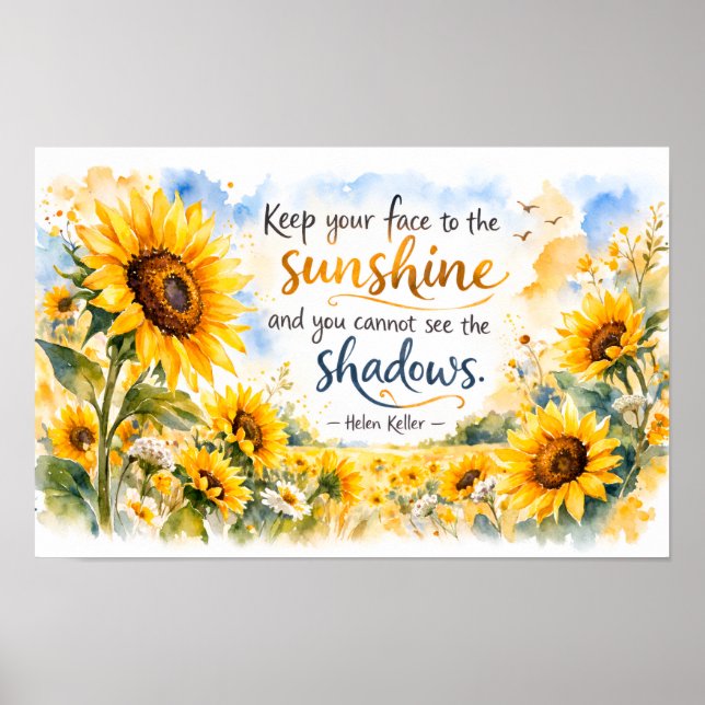 Inspirerande solrosor – Akvarell solros Poster (Framsidan)