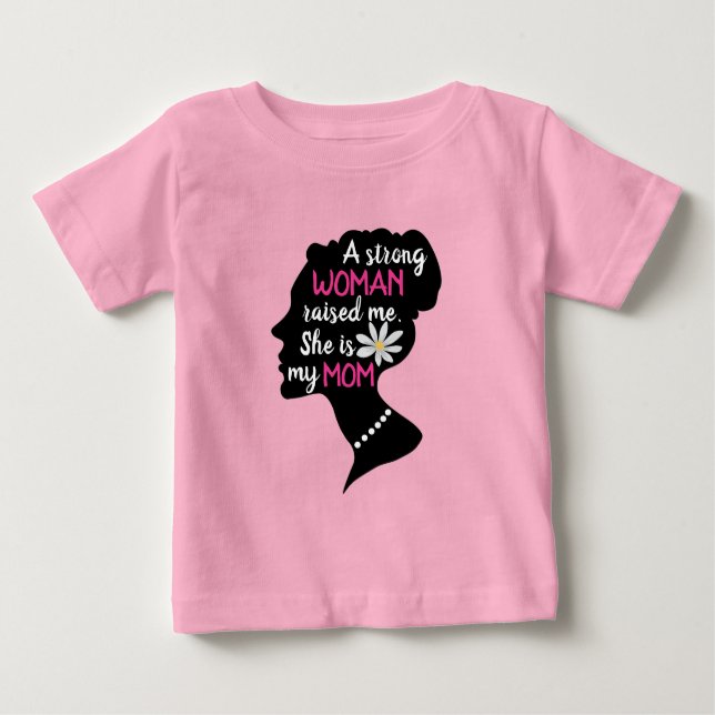 Inspirerande Stark Kvinna Rosa Mors Dag T Shirt (Framsida)