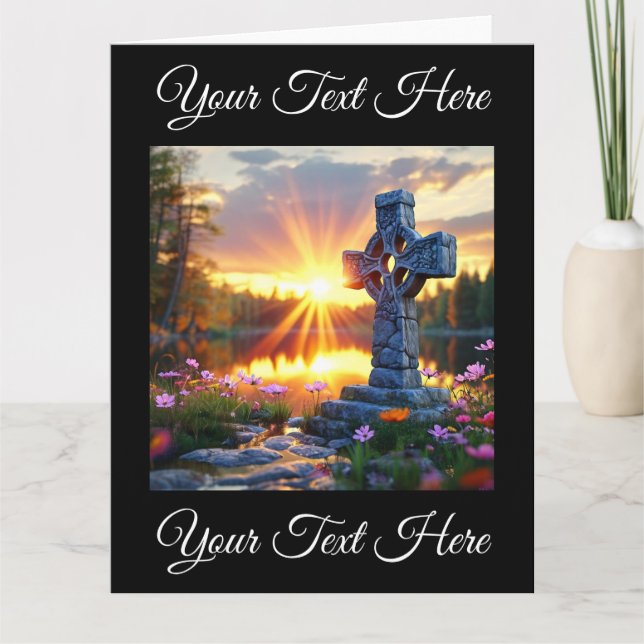 Inspirerande staty av det heliga korset vid en nat kort (Framsida)