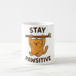 Inspirerande "Stay pawsitive" Citattryck Kaffemugg
