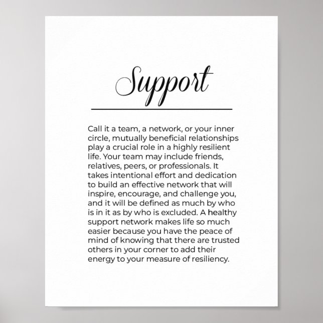 Inspirerande STÖD Minimalistisk Print Poster (Framsidan)