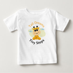 Inspirerande "Stora Drömmar, Små Steg" Söt Giraff T Shirt
