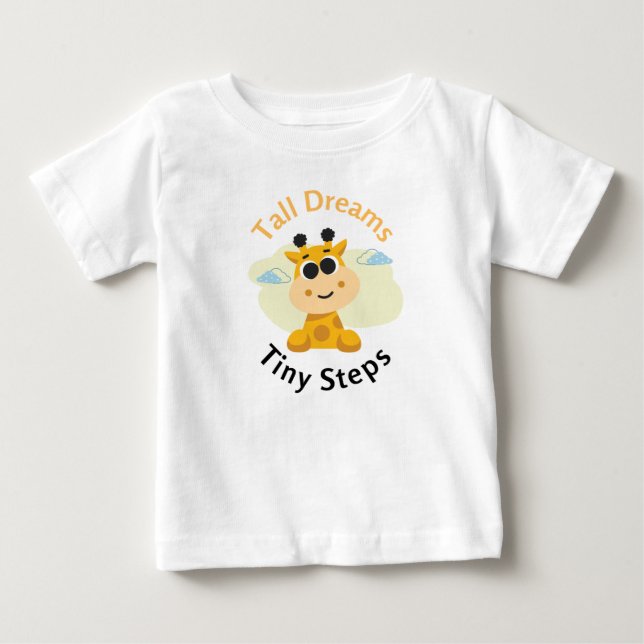 Inspirerande "Stora Drömmar, Små Steg" Söt Giraff T Shirt (Framsida)