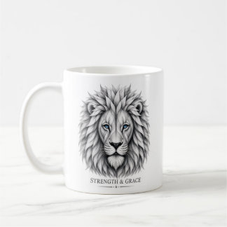 Inspirerande styrka och grace abstrakt lejonkonst kaffemugg