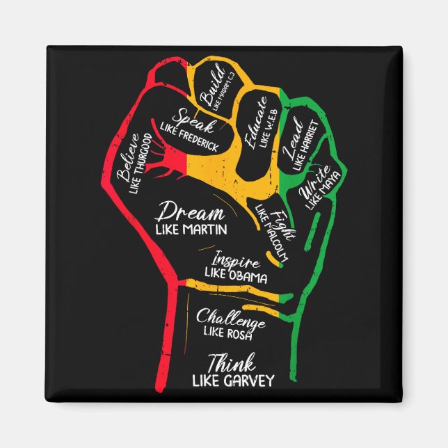 Inspirerande svarta ledare kraft näve hand svarta  magnet (Framsidan)