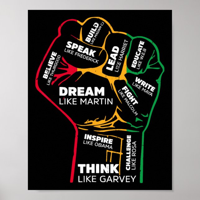 Inspirerande svarta ledare Kraft näve hand Svarta  Poster (Framsidan)