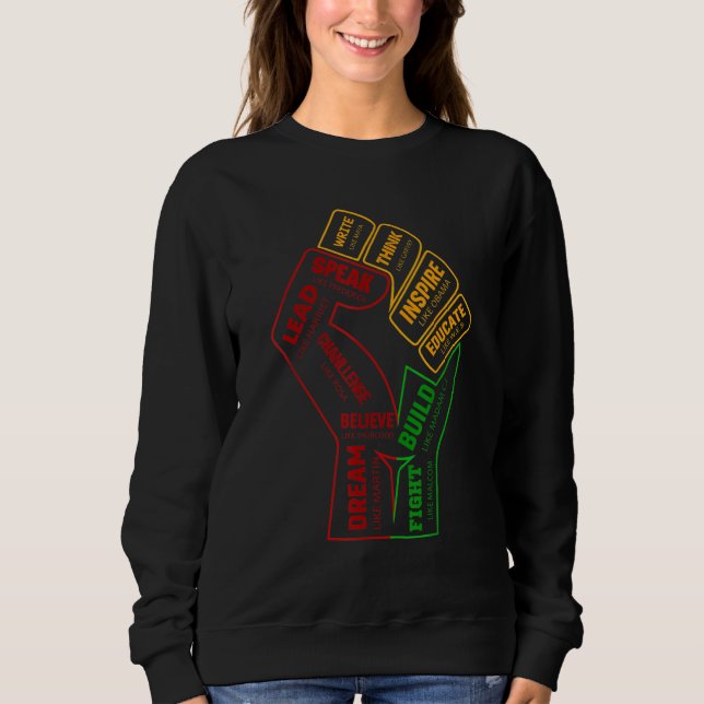 Inspirerande svarta ledare kraft näve hand svarta  t shirt (Framsida)