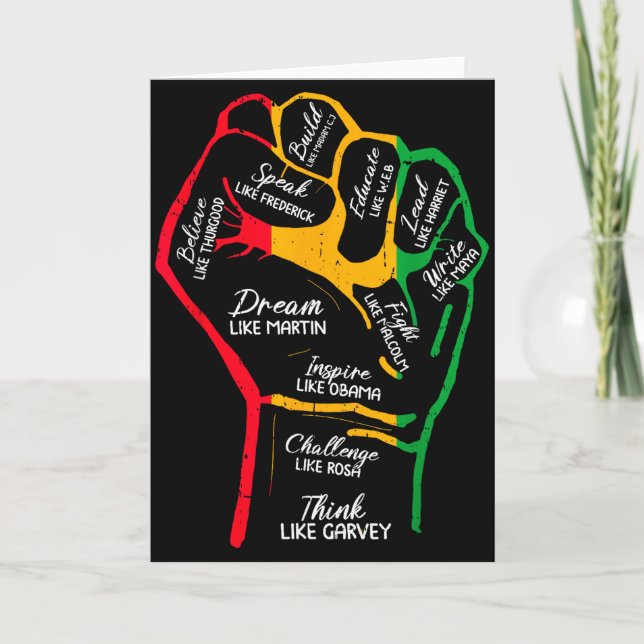 Inspirerande svarta ledare Power Fist Hand Svarta  Kort (Framsida)