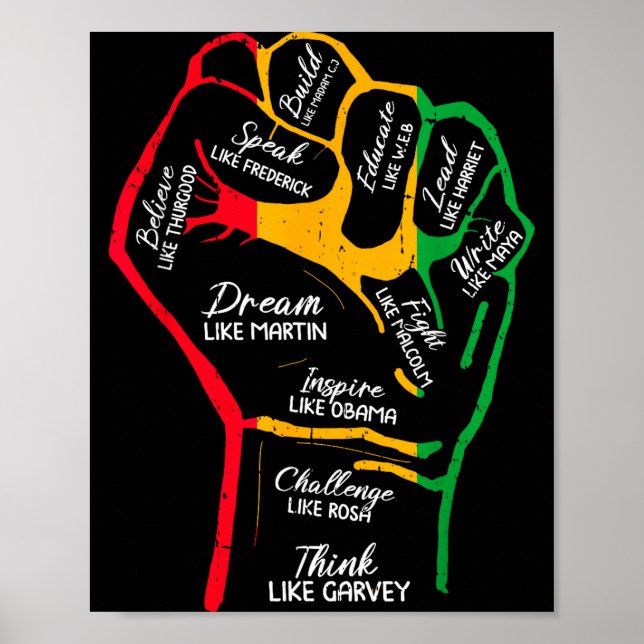 Inspirerande svarta ledare Power Fist Hand Svarta  Poster (Framsidan)