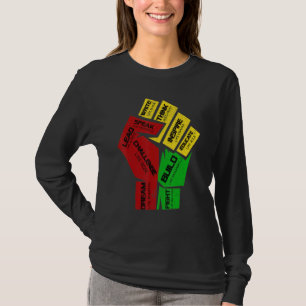 Inspirerande svarta ledare Power Fist Hand Svarta T Shirt