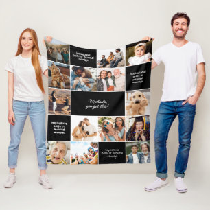 Inspirerande tröst Anpassade meddelanden & 14-Foto Fleecefilt