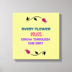 Inspirerande typografi-citat med blomritning canvastryck