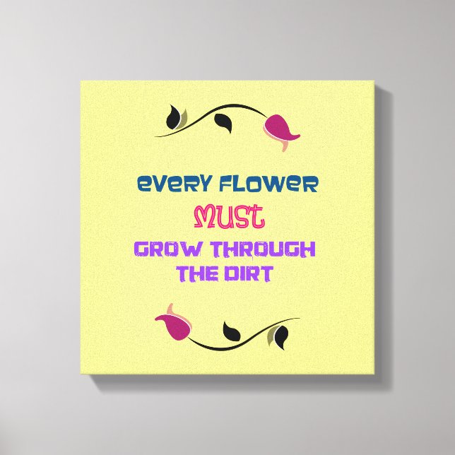 Inspirerande typografi-citat med blomritning canvastryck (Framsida)