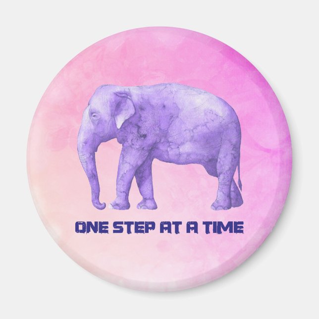 Inspirerande typografi Lila Watercolor Elephant Magnet (Framsidan)