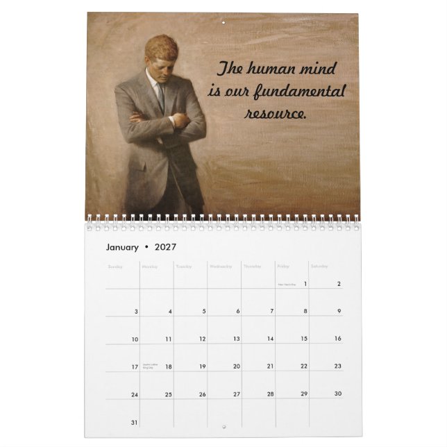 Inspireras citationstecken för JFK. 2014 Kalender (Jan 2027)