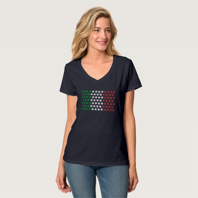 Inspirerat av italiensk flagga. Stjärnaupplaga T-shirt (Hel framsida)