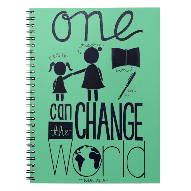 "Inspirerat av Malala" anteckningsbok (Framsidan)