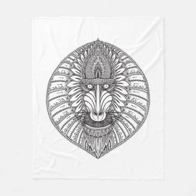 Inspirerat Baboonansikte Fleecefilt (Framsidan)