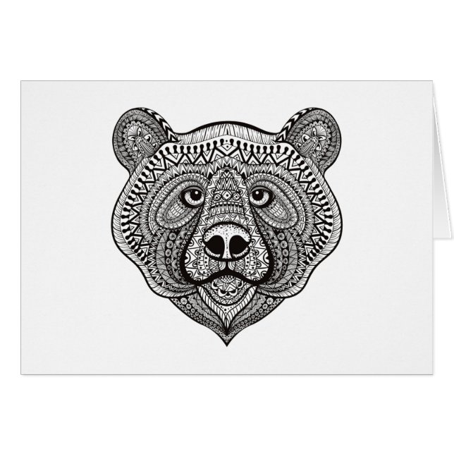 Inspirerat björnansikte hälsningskort (Framsidan Horizontal)